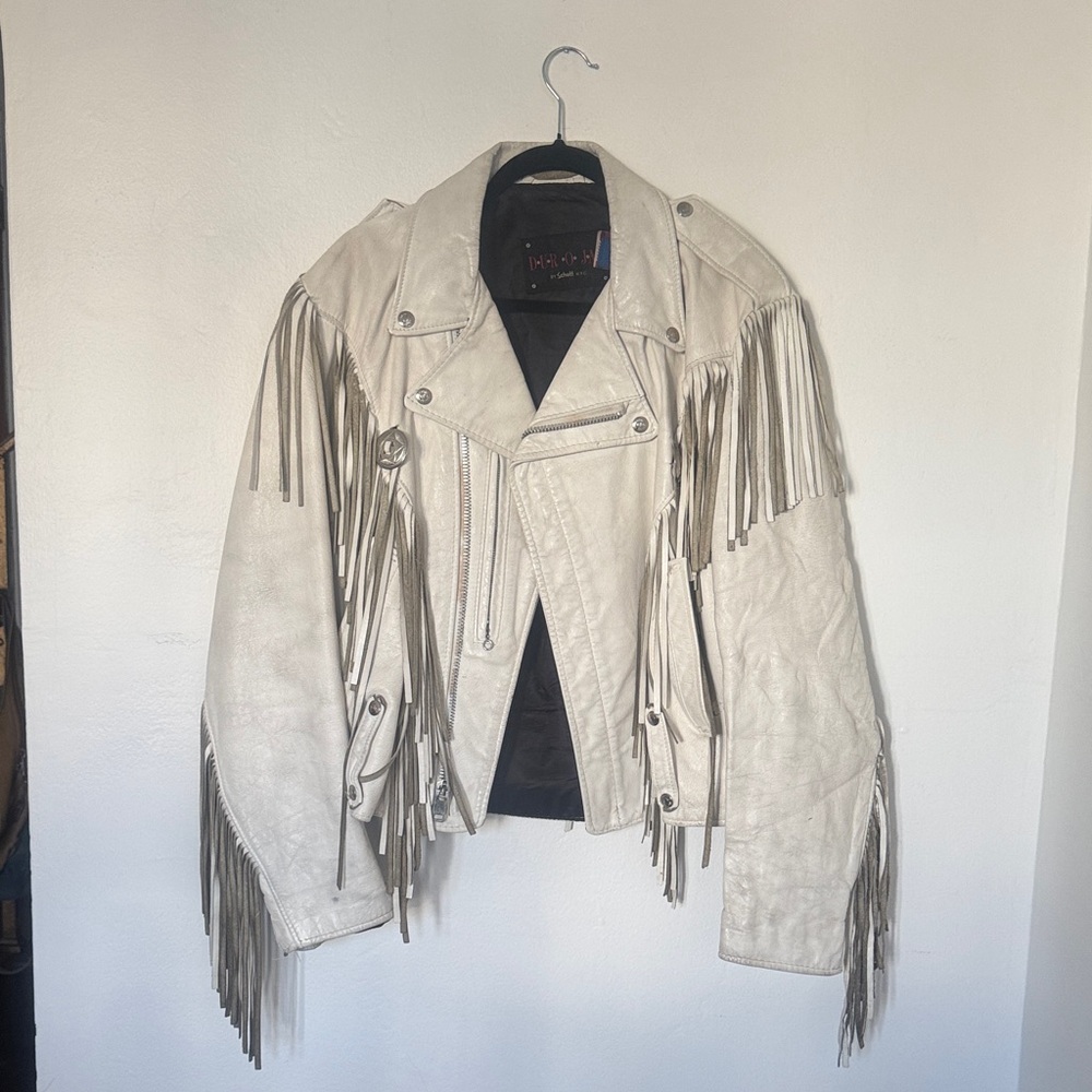 Vintage Schott NYC Durojac Fringed Leather Motorcycle Jacket